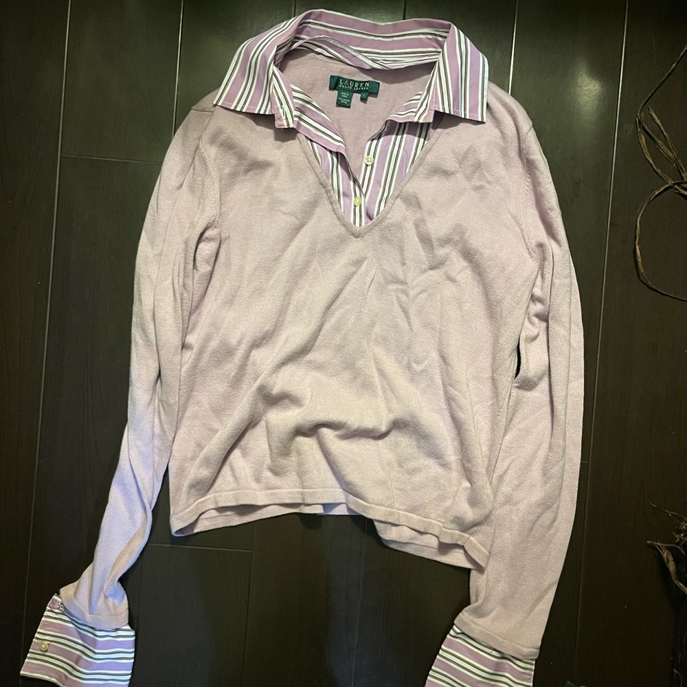 RALPH LAUREN button sweater striped Vintage y2k